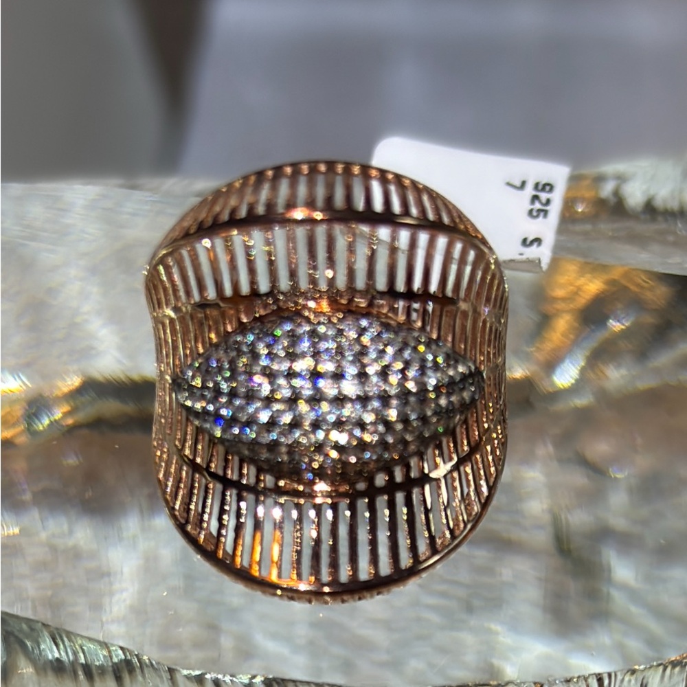 Zato’s Elegant 925 Sterling Silver Rose Gold Plated Ring $124 Sz 7